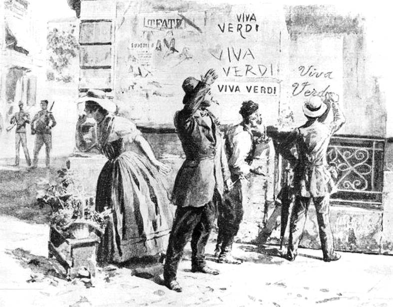 "Viva Verdi", sigla de "Viva Vitorio Emanuele, Rei (da) Itália"