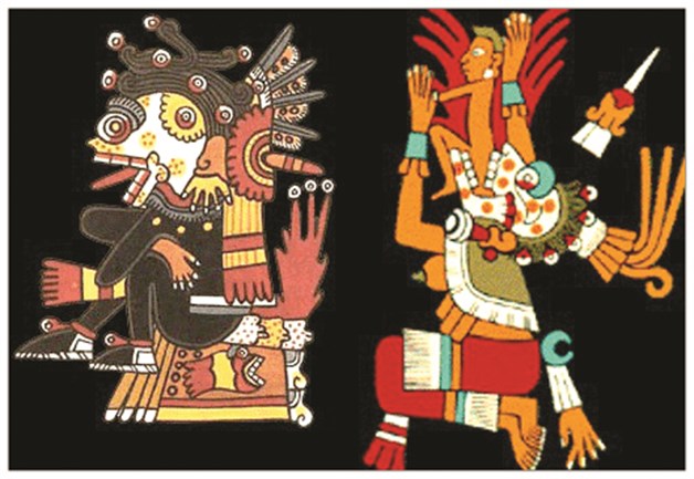 Mictlantecuhtli e Mictecacihuatl, senhor e senhora de Mictlán, o reino dos mortos.
