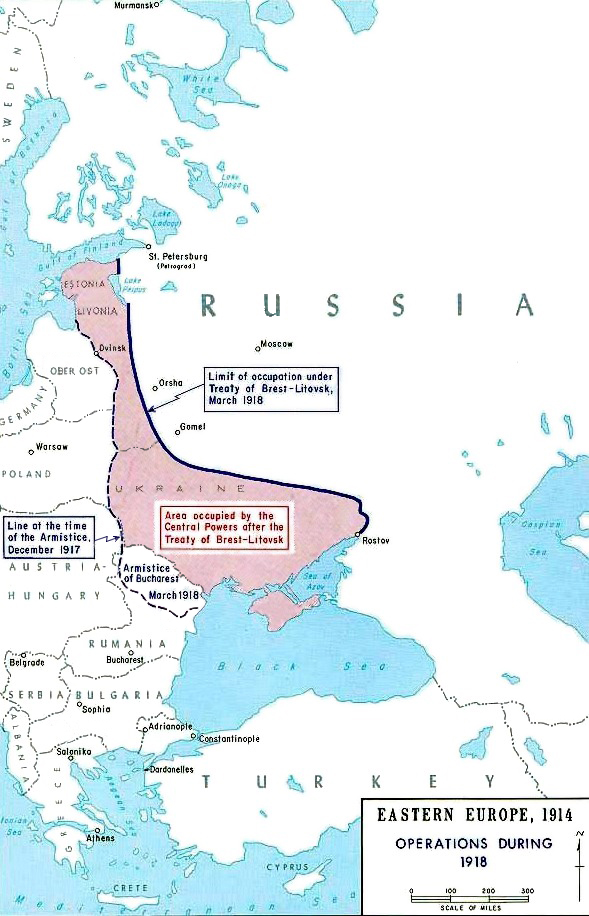 Tratado De Brest Litovsky Ensinar Hist Ria Joelza Ester Domingues   3 Mar Território Ocupado Em Vermelho Pelos Poderes Centrais Após O Tratado De Brest Litovsk 