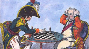 Napoleão jogando xadrez com o rei Jorge, da Inglaterra