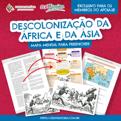 DESCOLONIZAÇÃO DA ÁFRICA E ÁSIA: mapa mental para preencher